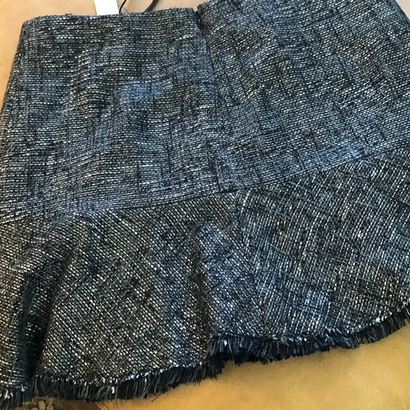 DKNYC Black Gray Silver Skirt , Flared Bottom  With Fringe Edge. Woman’s Size 10 - Picture 6 of 14